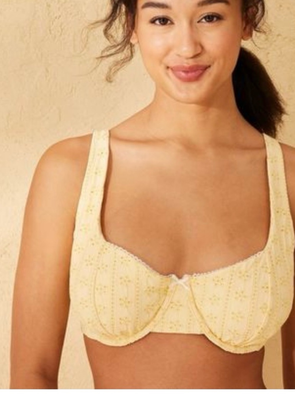 Wild Fable Yellow Eyelet Bikini Top
